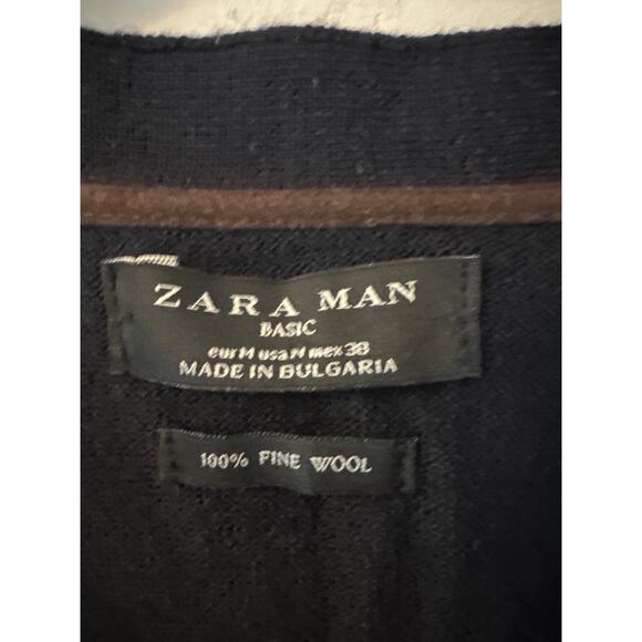 Zara Men Cardigan Basic Button Down Sweater Knitted V-Neck Solid Color Coat - Picture 3 of 5